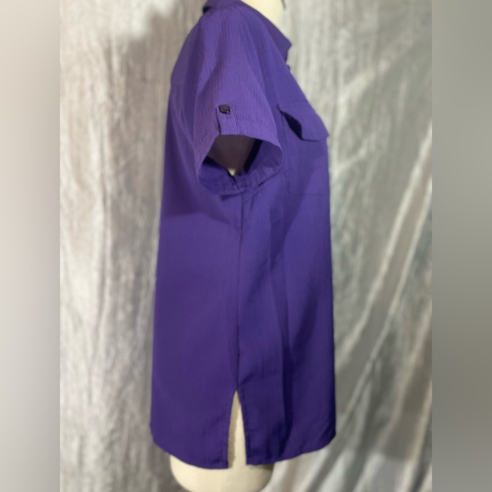 Notations Purple Polyester Button Up Blouse M - image 7